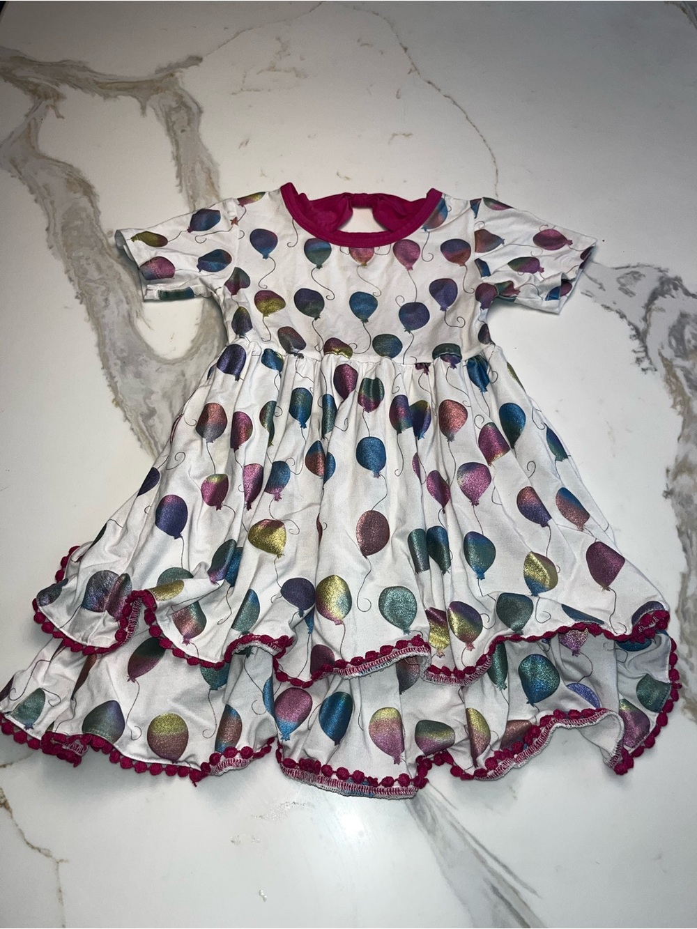 Birdie Bean bamboo birthday dress with balloons 5t euc